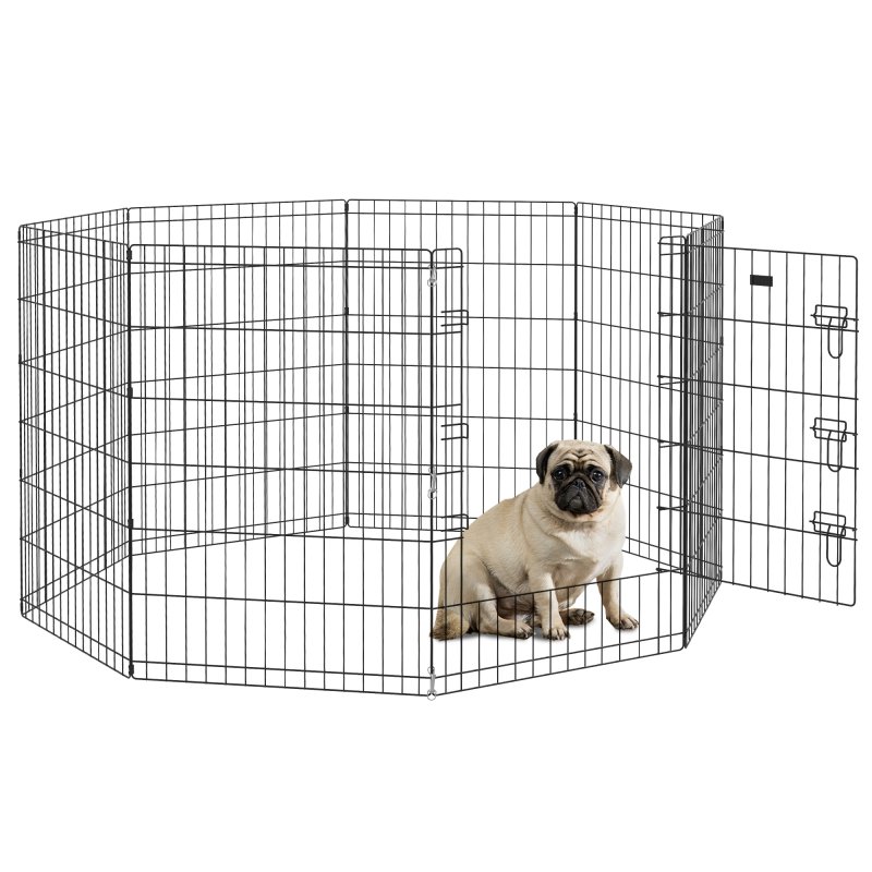 PawHut Dog Pen, 8 Panel Dog Playpen, DIY Design with Door, for Medium Dogs, Puppies, Small Animals, for Indoor/Outdoor Use, 91cm High