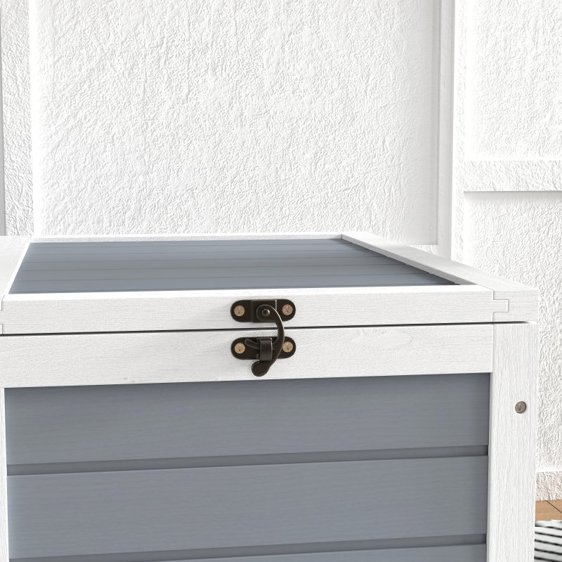 PawHut Tortoise House, Wooden Tortoise Enclosure, Tortoise Habitat with Lamp Holder, 2 Pull-Out Trays, Hideaway, Run, for Indoor, Outdoor, Light Grey