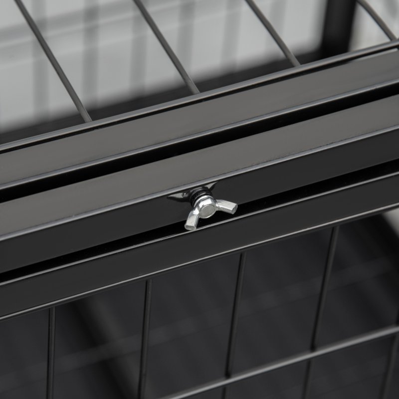 PawHut 36" Heavy Duty Metal Dog Crate Pet Cage with Tray Wheeled Dog Kennel - Black (Medium)