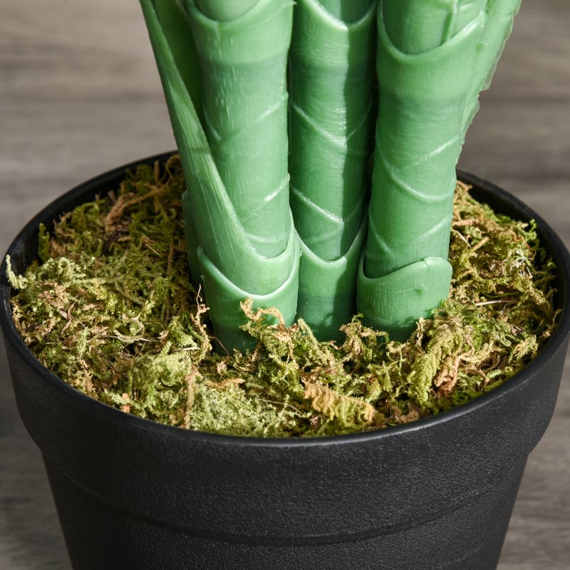 Outsunny 125cm/4FT Artificial Palm Plant Decorative Tree with Nursery Pot, Fake Plastic Indoor Outdoor Home Office D??cor, Green