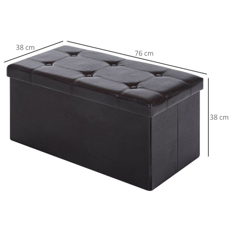 HOMCOM Folding Faux Leather Storage Cube Ottoman Bench Seat PU Rectangular Footrest Stool Box 