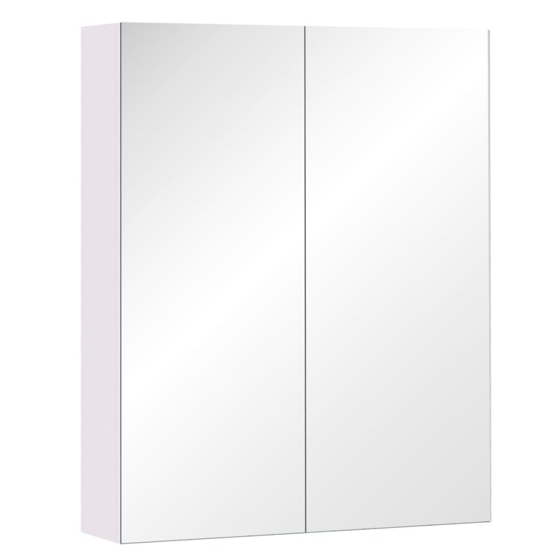 HOMCOM Mirror Cabinet, Wall Mount Bathroom Storage Cabinet with Adjustable Shelf, Double Door Cupboard, 60 x 15 x 75 cm
