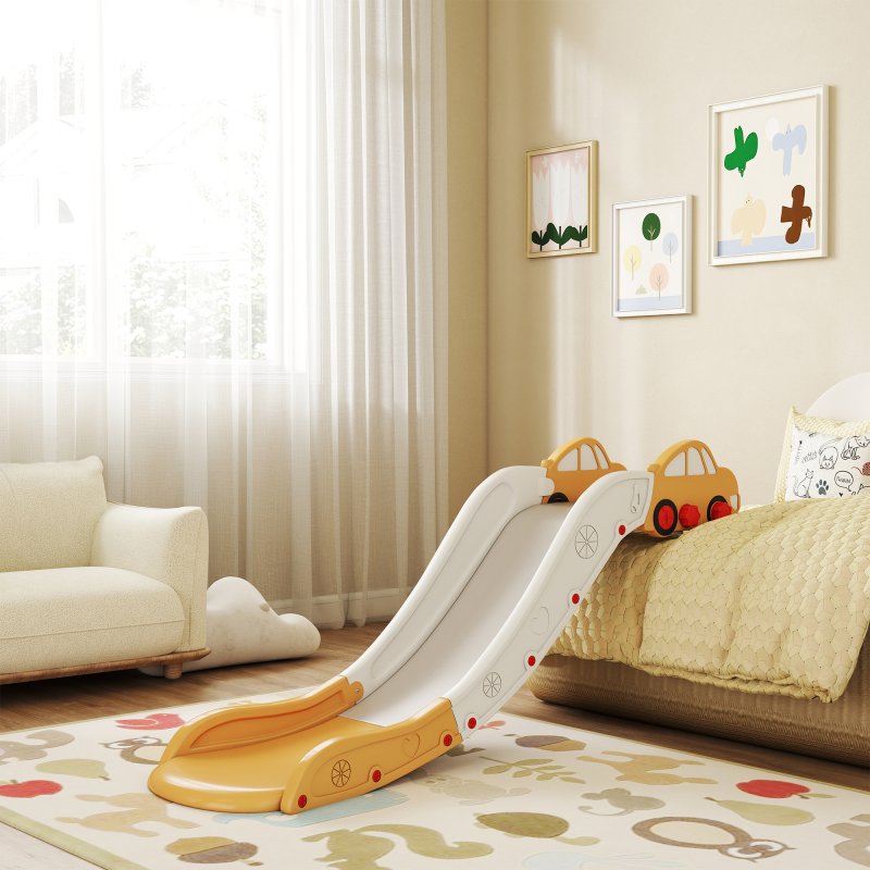 AIYAPLAY Kids Slide, Indoor Toddler Sofa Slide with Extended Length for Bed, Stairs, Easy to Assemble and Store, Yellow