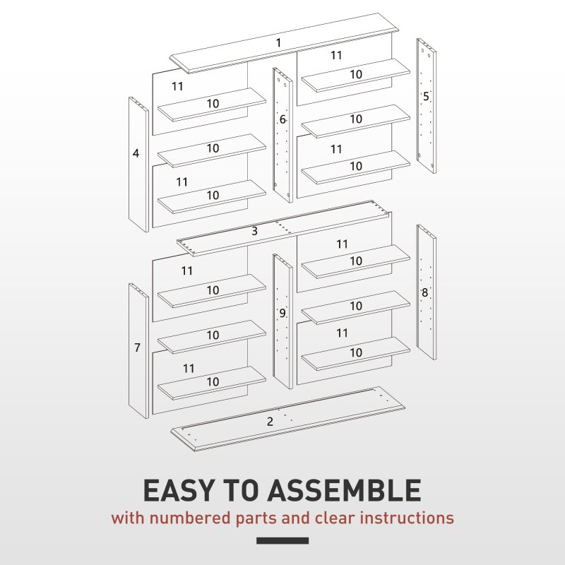 HOMCOM 720 CD/396 DVD Storage Unit, 396 Blu-ray Media Storage Shelf with 16 Compartments and 12 Adjustable Shelves, CD Tower for Living Room, Bedroom, Office