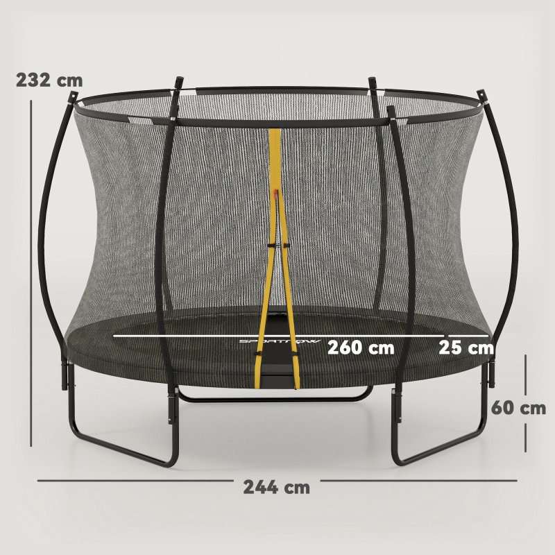 SPORTNOW 8ft Trampoline with Enclosure Net, Spring Cover, Outdoor Trampoline, Garden, Jumping Mat, Black