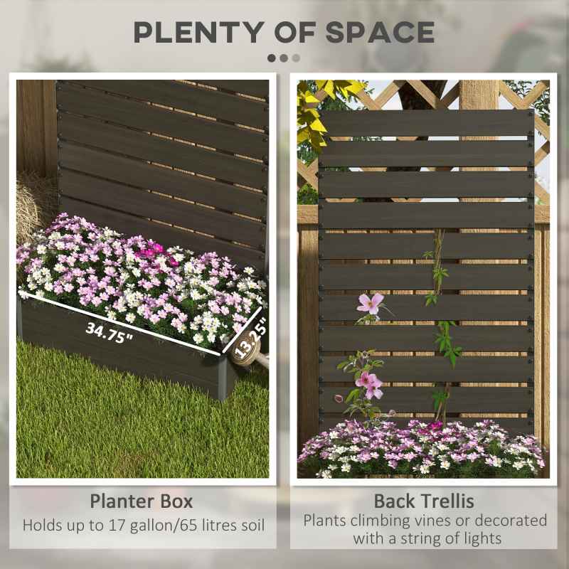 Outsunny Garden Planter with Trellis for Climbing Plants, Vines, Flowers, Freestanding Raised Bed for Garden, Outdoor, Patio, Planter Box with Drainage Gap, Black