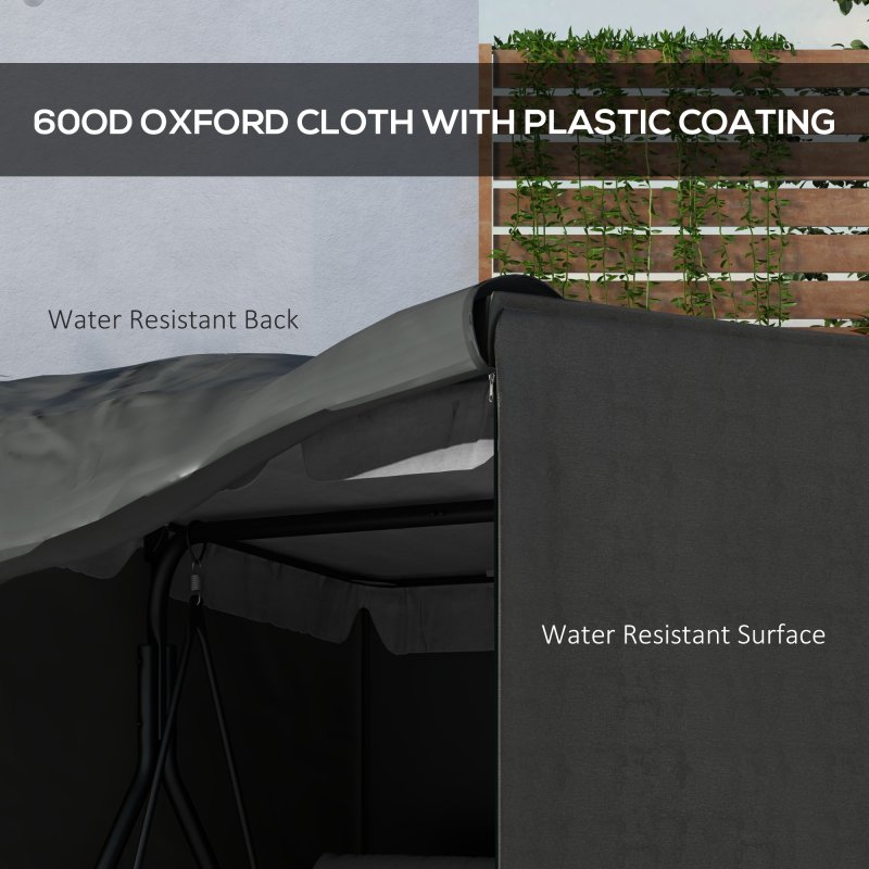 Outsunny 3 Seater 600D Oxford Patio Swing Chair Cover Outdoor Garden Furniture Rain Protection Protector Waterproof Anti-UV, 177 x 114 x 152cm, Dark Grey
