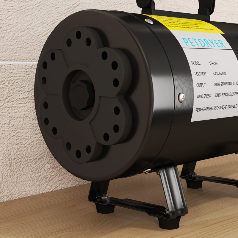 PawHut Dog Hair Dryer, 2200W Pet Grooming Hair Dryer with Adjustable Temperature & Velocity, Professional Low Noise Dog Blaster with 3 Different Nozzles, Black