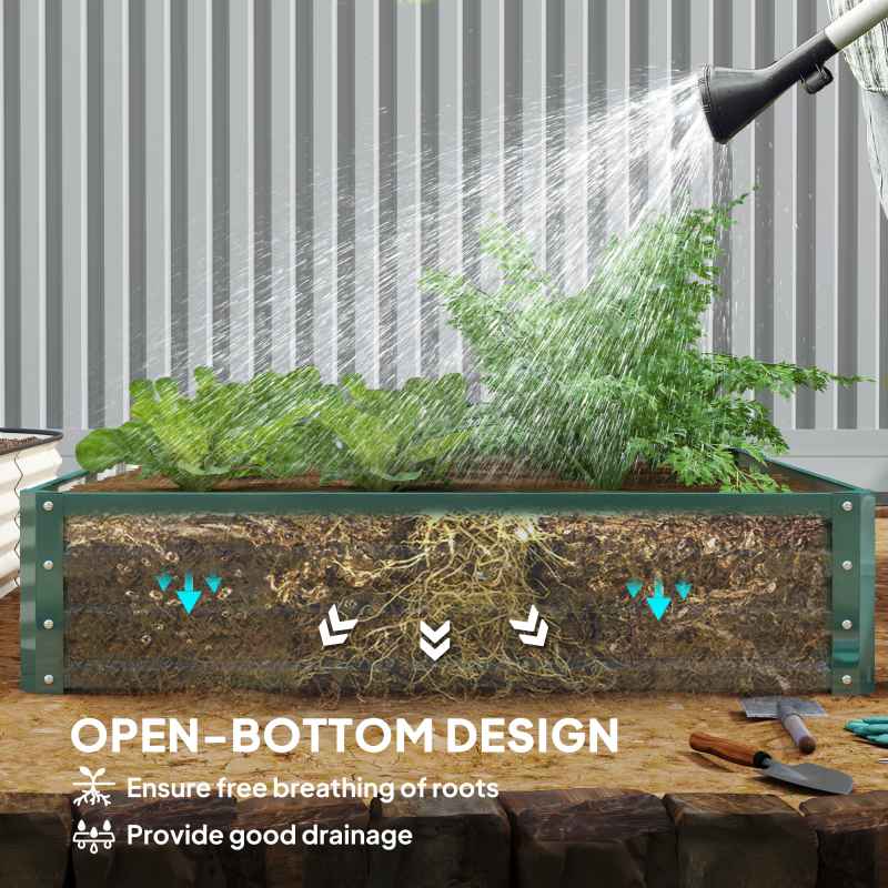 Outsunny 432L Square Raised Garden Bed Box with Weatherized Steel Frame for Vegetables, Flowers and Herbs, 120 x 120 x 30cm, Green