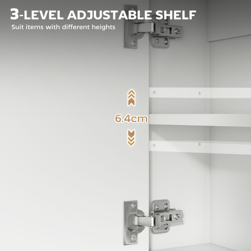 HOMCOM Bathroom Mirror Cabinet Wall Mounted with Soft-Close Doors and Adjustable Shelf, Industrial Bathroom Wall Cabinet with Open Storage, 60 x 16 x 60 cm