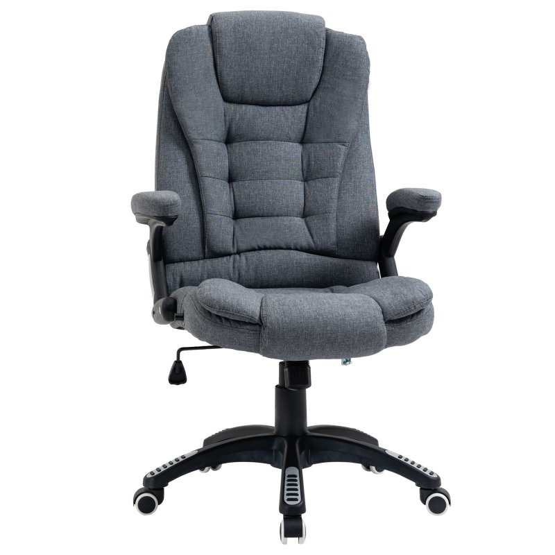 Vinsetto Executive Office Chair, Linen Ergonomic Desk Chair, Swivel Computer Chair with 130° Reclining Back, Adjustable Height and Armrests for Home and Work, Grey