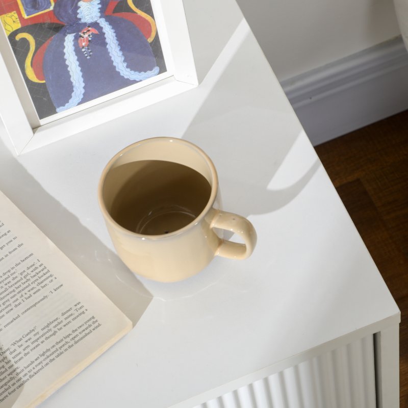 HOMCOM Modern 2 Drawer Dresser, Fluted Bedroom Dresser Chest of Drawers with Metal Legs and Steel Handles for Bedroom, White