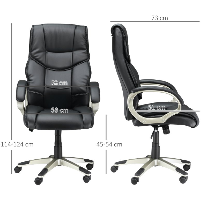 HOMCOM High Back Computer Office Chair Faux Leather Swivel Desk Chair with Adjustable Height Rocking Function
