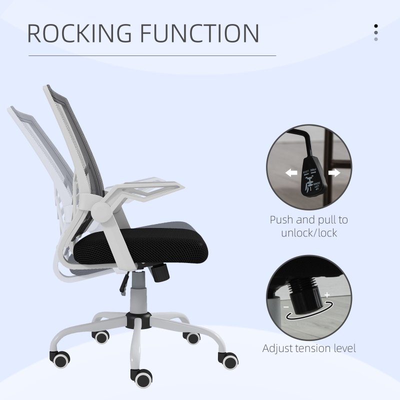 Vinsetto Office Chair, Ergonomic Desk Chair, Executive Computer Chair with 90° Flip-up Armrest and Lumbar Support, Adjustable Height for Home/Office, Black