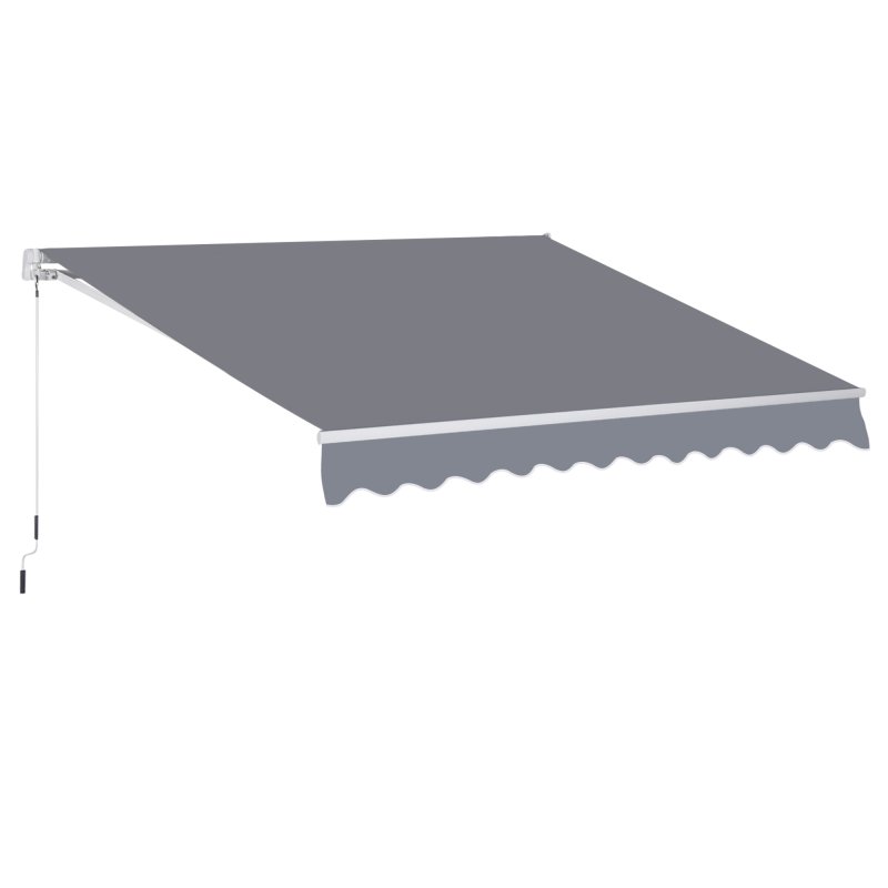 Outsunny 3 x 2.5m Garden Patio Manual Awning, Retractable Canopy Sun Shade Shelter with Fittings and Crank Handle, Grey