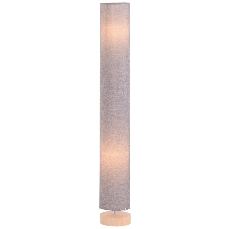 HOMCOM Floor Lamp for Living Room, 47" Modern Standing Lamp with Linen Shade, Wooden Base, Grey