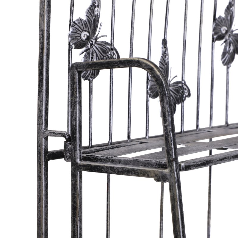 Outsunny 3 Tier Plant Stand Indoor Outdoor, Metal Plant Shelf Flower Display Rack for Potted Plants Garden Balcony Decor, 44 x 25 x 96 cm