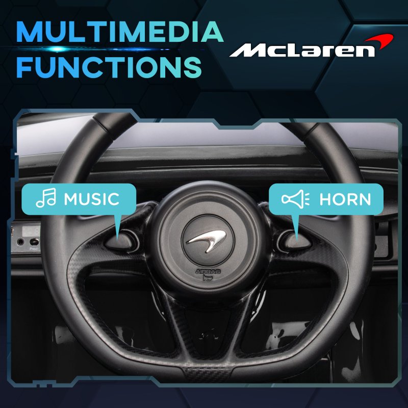 HOMCOM McLaren Licensed 12V Kids Electric Ride-On Car with Butterfly Doors, Powered Electric Car with Remote Control, Music, Horn, Headlights, MP3 Slot, Suspension Wheels, for Ages 3-6 Years - Black