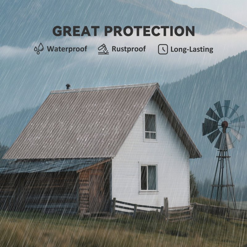 Outsunny Corrugated Roofing Sheets, Pack of 12, Galvanised Metal Roofing Sheets for Greenhouse, Garage, Storage Shed, Carport, 129 x 45cm, Grey Wood Effect