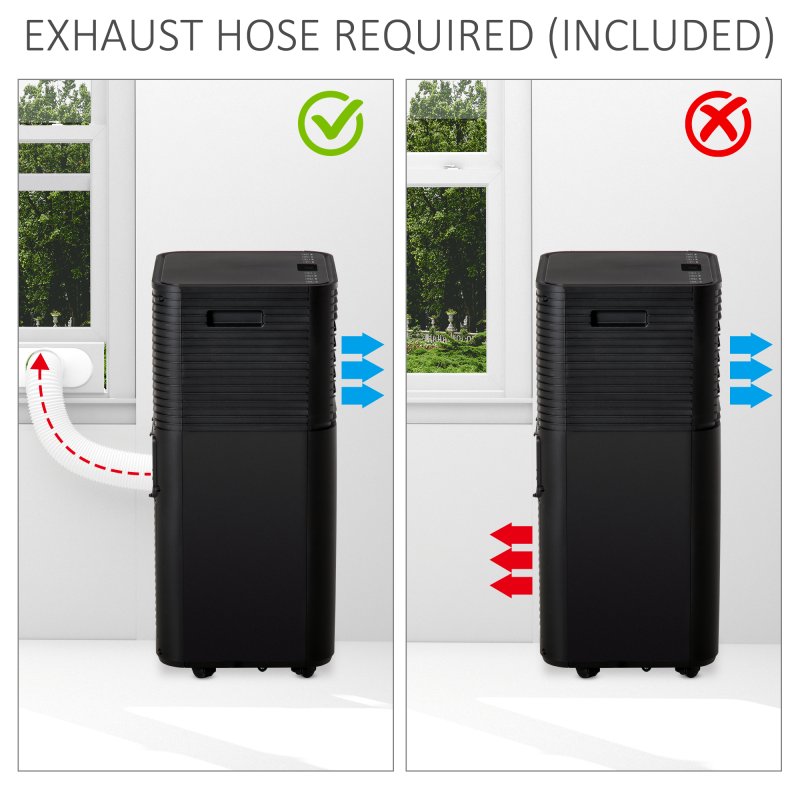 HOMCOM 5000 BTU 4-In-1 Portable Air Conditioner Unit Cooling Dehumidifying Ventilating for Room up to 18m², with Fan, Remote, 24H Timer, Window Mount Kit, R290, A Energy Efficiency