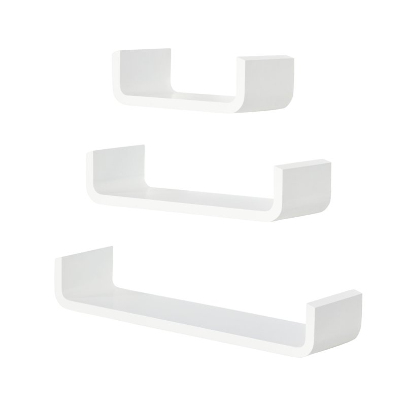 HOMCOM Floating Shelves, Set of 3 Wall Shelf, Shelves for Wall Invisible Mounting, Bedroom Living Room, White