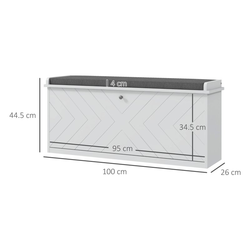 HOMCOM Shoe Bench, Entryway Bench with Flip Drawer, Seating Cushion and Adjustable Shelf for 10 Pairs of Shoes for Hallway, White