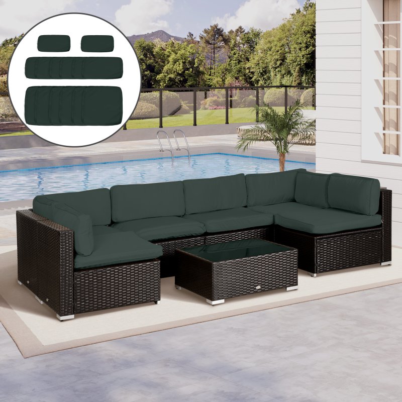 Outsunny Replacement Cushion Covers for Garden Sofa Set, Garden Rattan Sofa Cushion Polyester Cover Replacement Outdoor - No Cushion Included, Grey