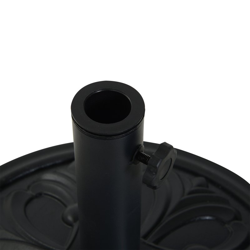Outsunny 13kg Garden Parasol Base, Round HDPE Concrete Patio Umbrella Stand for 35mm / 38mm / 48mm Pole, Outdoor Sun Shade Parasol Weight Holder, Black