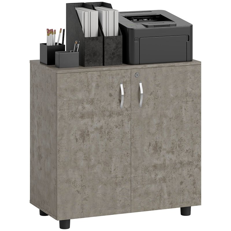 Vinsetto Filing Cabinet with Locking Doors & Shelves, 2-Tier Lockable Storage Cabinet with 2 Keys for Home Office, 80W x 40D x 80H cm, Grey