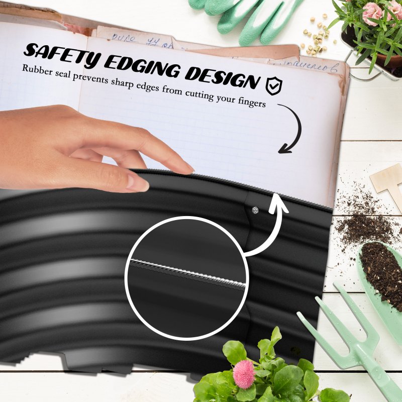 Outsunny Galvanised Raised Beds for Garden, Metal Elevated Planter Box with Safety Edging, Easy DIY for Growing Flowers, Herbs, Succulents, 150 x 62 x 30cm, Dark Grey