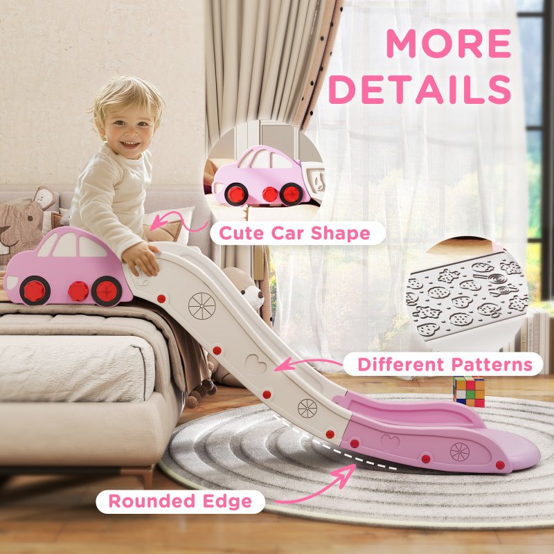 AIYAPLAY Kids Slide, Indoor Toddler Sofa Slide with Extended Length for Bed, Stairs, Easy to Assemble and Store, Pink