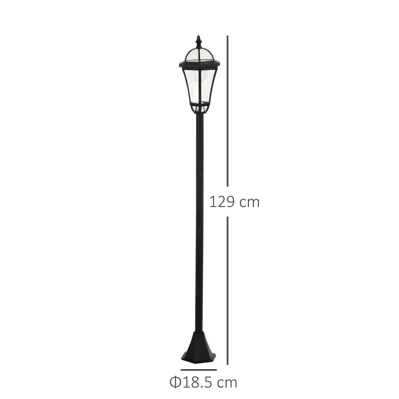 Outsunny 2 PCS 1.3M Garden Solar Lamp Post Lights Solar Powered LED Lantern Patio Pathway Walkway Outdoor Water-Resist Auto Switch 6 Hours Black