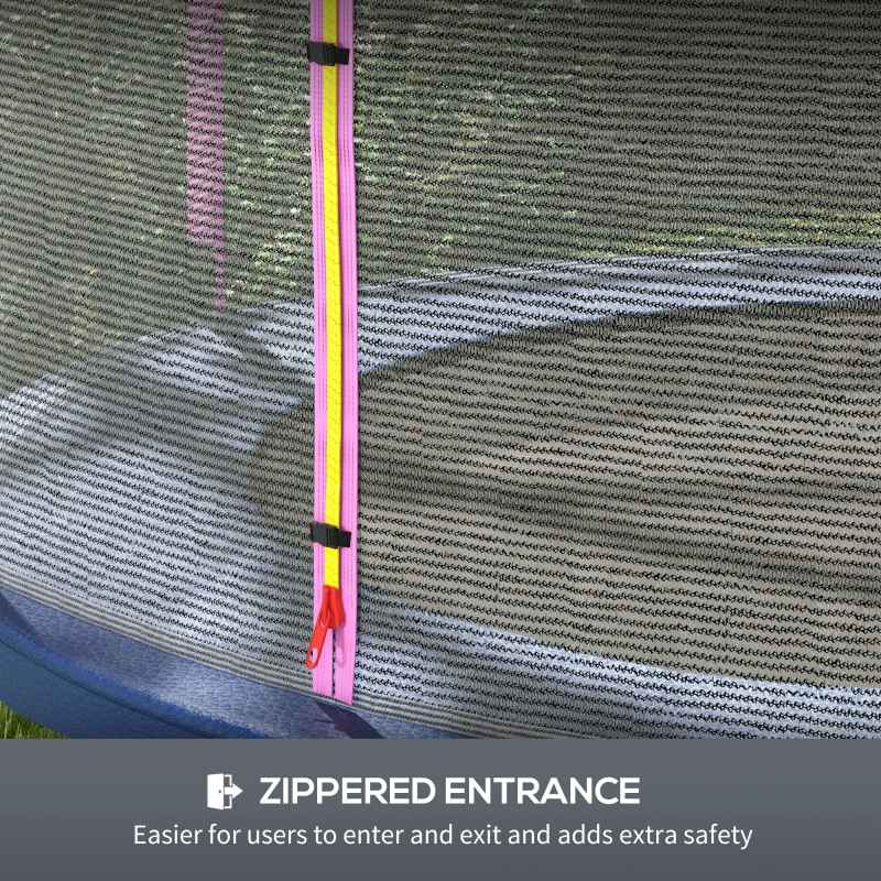 SPORTNOW 10ft Trampoline Net Replacement with 6 Plastic Pole Covers, Weather-Resistant Trampoline Netting Replacement with Zipped Entrance, Poles Not Included, Pink