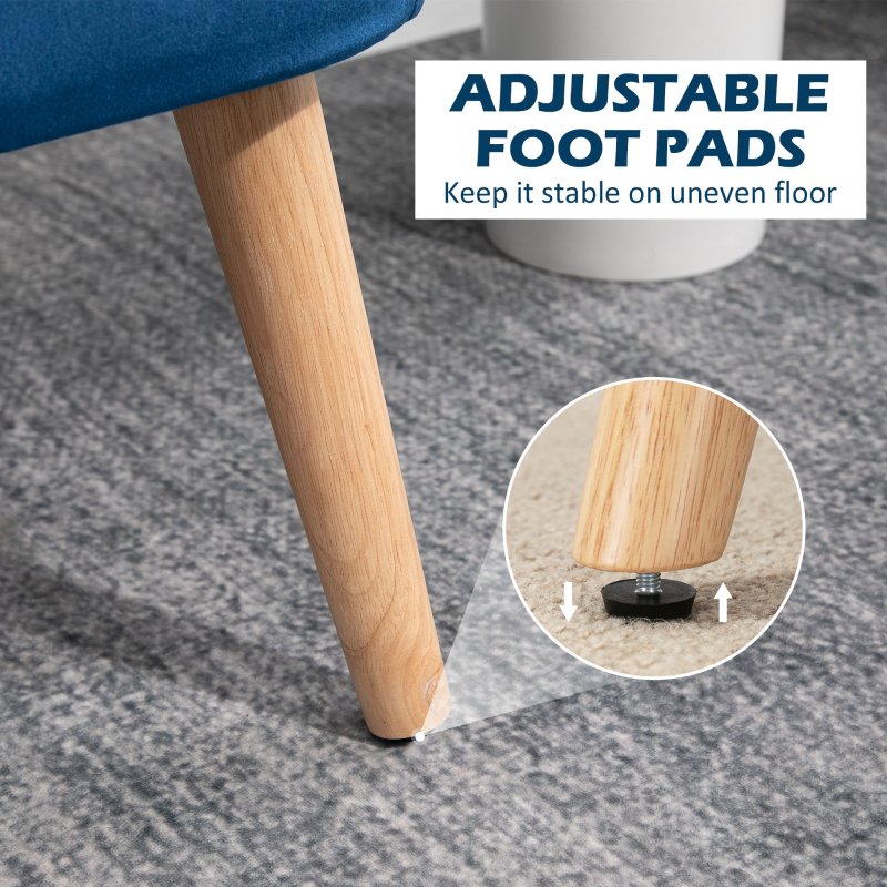 HOMCOM Modern Velvet Double Seat Sofa w/ Wood Frame Foam Padding High Back Soft Comfortable Compact Couch Home Office Stylish Plush Touch Blue