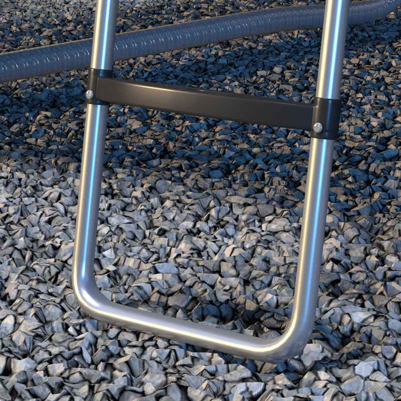 SPORTNOW Galvanised Steel Trampoline Ladder, 2 Steps/3 Steps Outdoor Trampoline Accessories for 6ft, 8ft, 10ft, 12ft, 13ft, 14ft, 16ft Trampoline, 110L x 32Wcm, Silver Tone