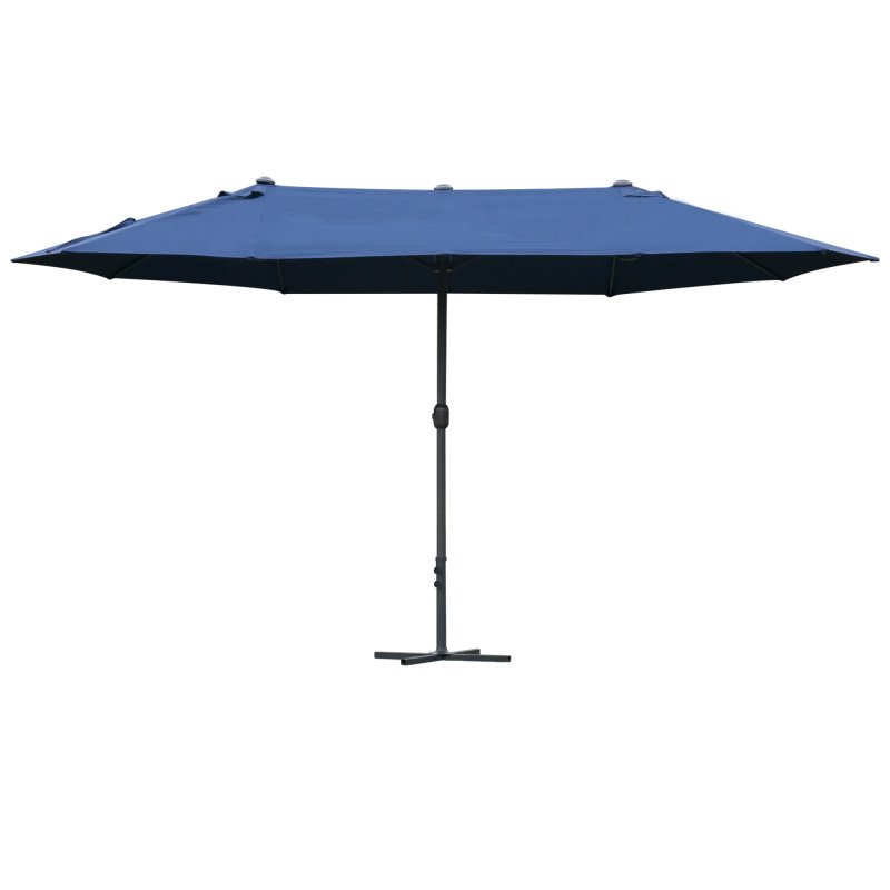 Outsunny 4.6m Garden Parasol Double-Sided Sun Umbrella Patio Market Shelter Canopy Shade Outdoor with Cross Base - Blue