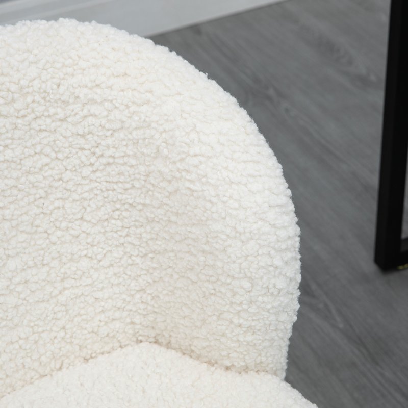 HOMCOM Office Chair, Cosy Teddy Fleece Upholstery Desk Chair with Backrest and Wheels for Home Office, White