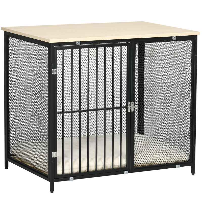 PawHut Dog Crate Furniture Side End Table Indoor Dog Kennel w/ Soft Washable Cushion, Wire Mesh, for Small and Medium Dogs
