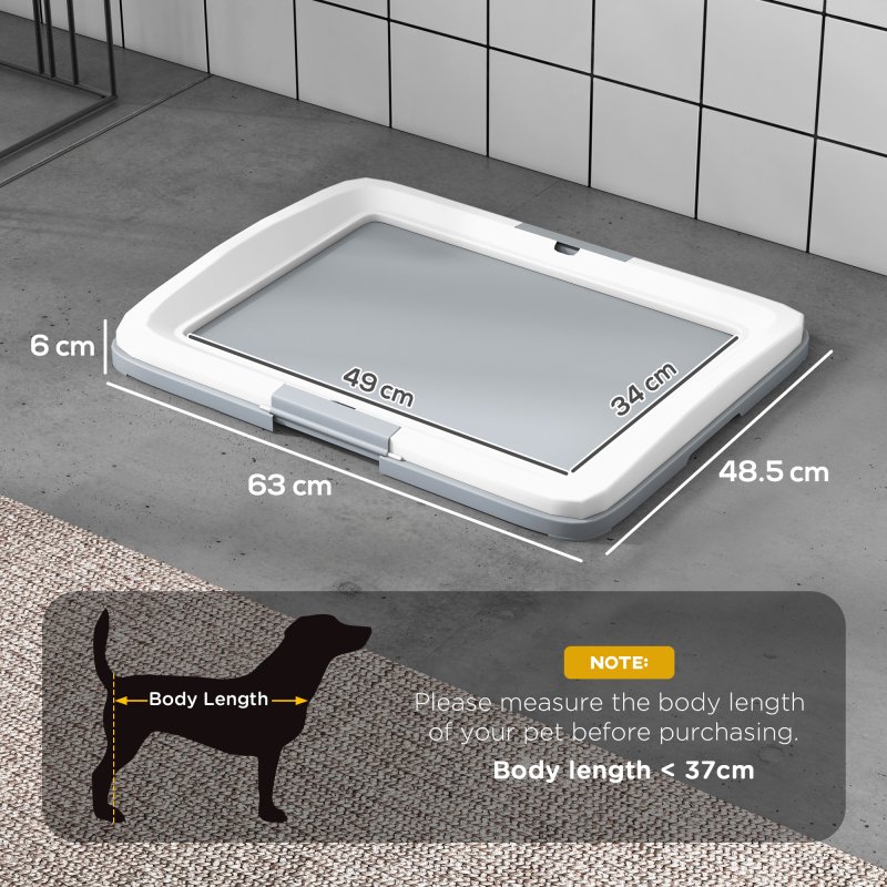 PawHut Dog Toilet Tray, Dog Litter Pee Pad Tray for Training Dogs, Dog Potty Tray Puppy Tray Pad Holder for Indoor, Balcony, Outdoor, 63 x 49 x 6cm