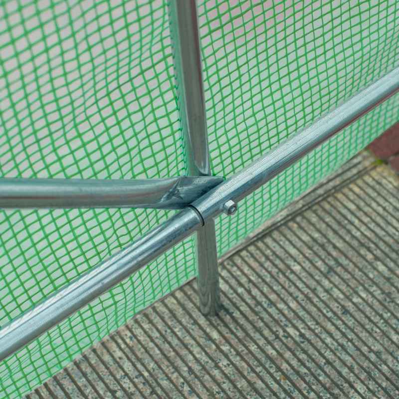 Outsunny 2.5 x 2m Walk-In Polytunnel Greenhouse, with Steel Frame, PE Cover, Roll-Up Door and 4 Windows, Green