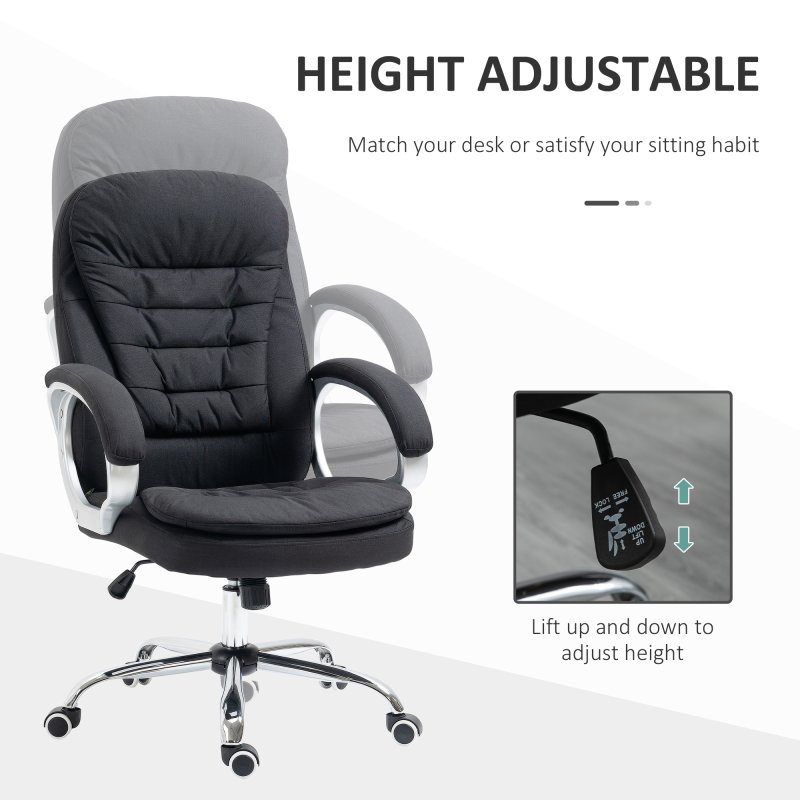 HOMCOM Office Chair Computer Chair Executive Office Chair with Height Adjustable, Comfortable Desk Chair for Home Office Fabric Black