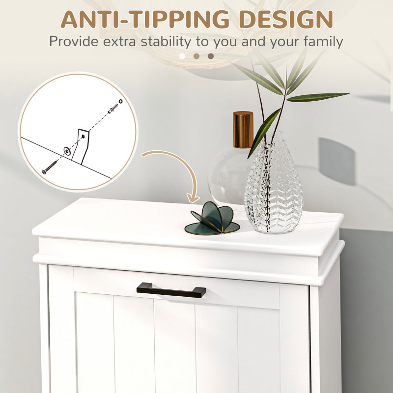 HOMCOM 2 Drawers Entryway Shoe Cabinet, Narrow Shoe Storage Cabinet with 2 Flip Drawers and Adjustable Shelves for 10 Pairs of Shoes, White