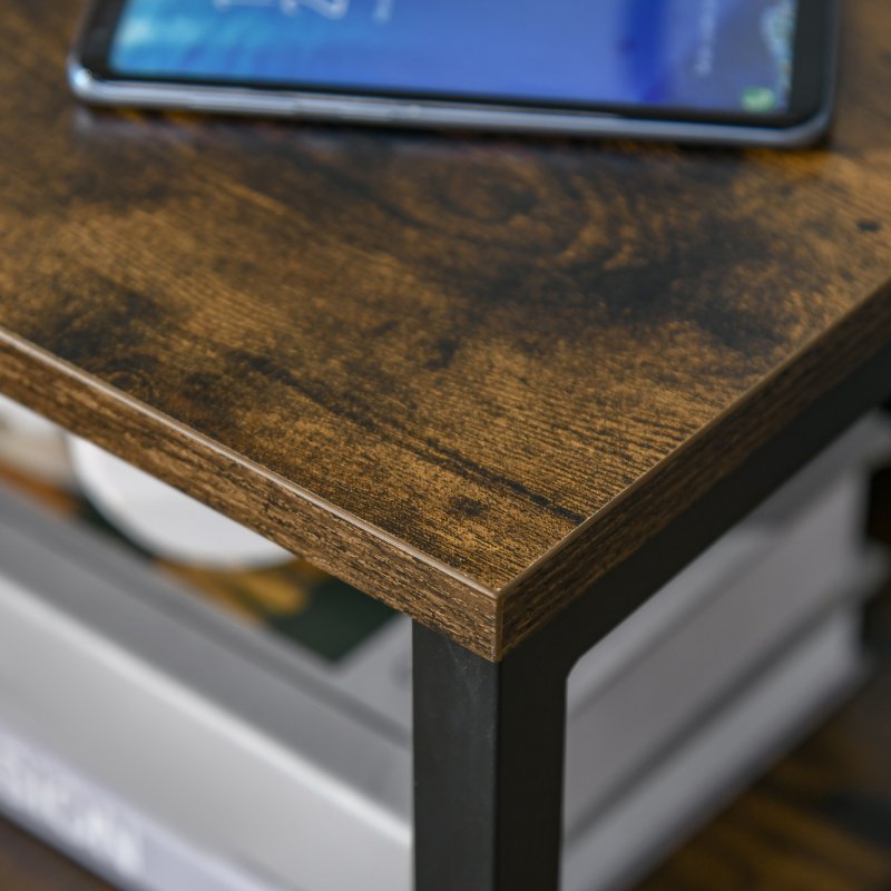 HOMCOM Industrial Side Table with Drawer, Sofa Table, Bedside Cabinet with Storage Shelf, Slim Nightstand for Living Room, Bedroom