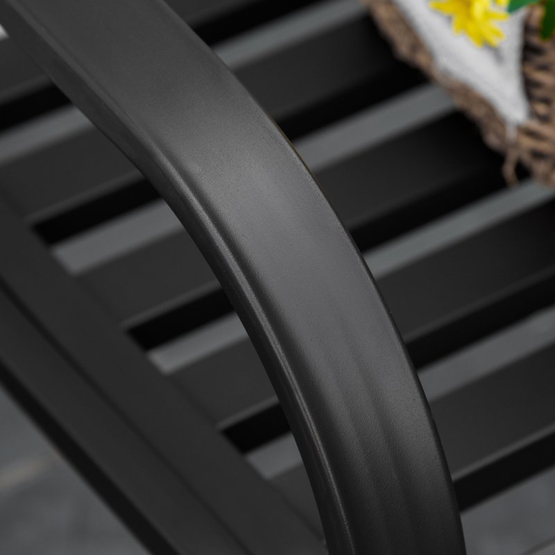 Outsunny Outdoor 2 Seater Garden Bench, Antique Style Cast Iron Loveseat with Armrest, Brown