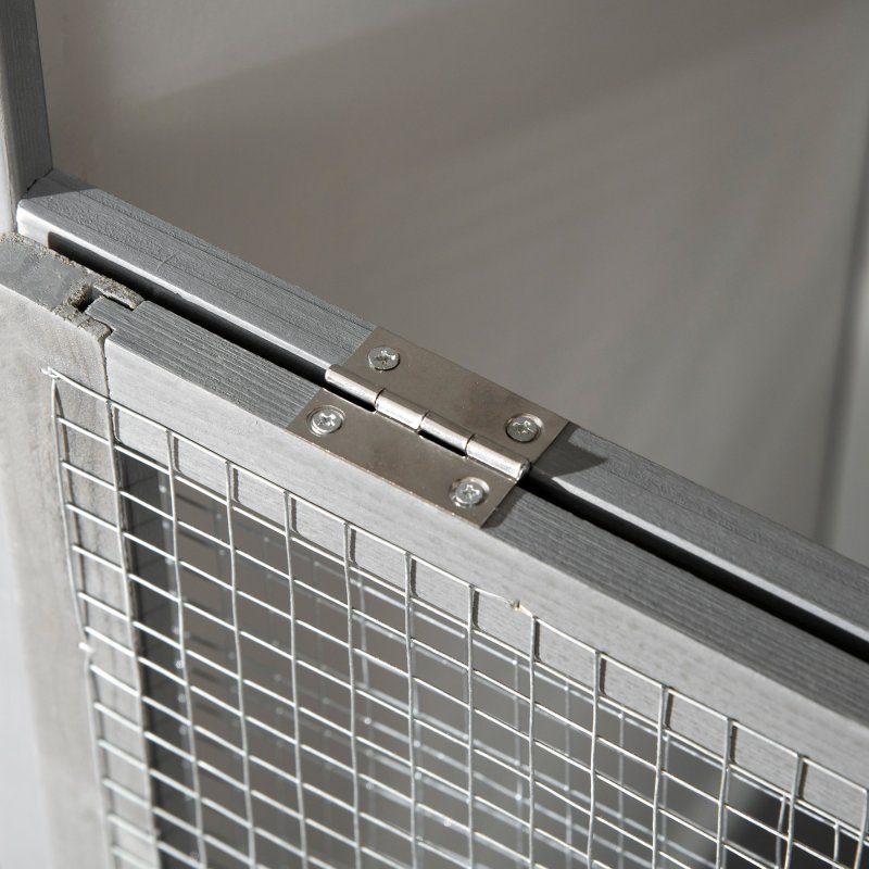 PawHut Wooden Bird Cage Budgie Cage Outdoor for Finch, Canary w/ Slide Tray, Asphalt Roof - Grey