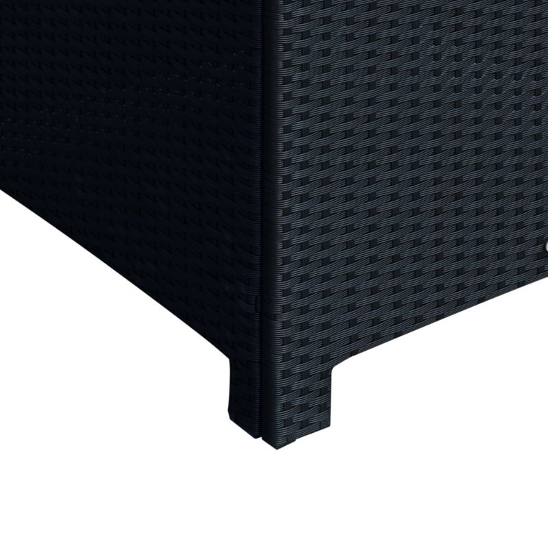 Outsunny Patio PE Rattan Side Table, Square Outdoor Coffee Table w/ Tempered Glass Top, Black