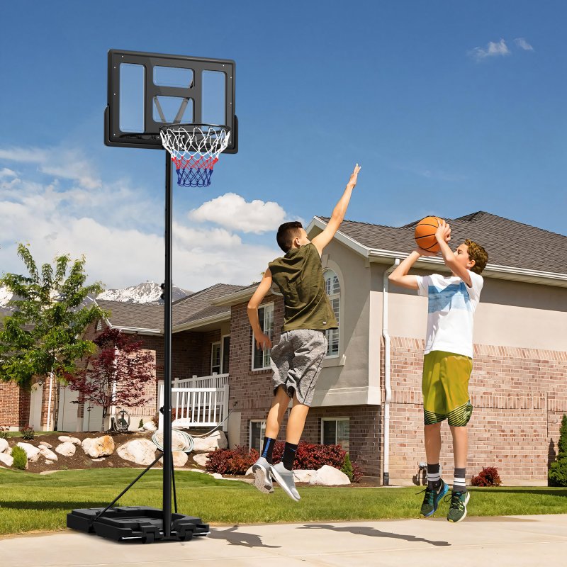 SPORTNOW Basketball Hoop Outdoor, Basketball Hoop and Stand with 10-Level Adjustable Height, Weighted Base, Portable on Wheels, 2.3-3.05m, for Teens, Adults
