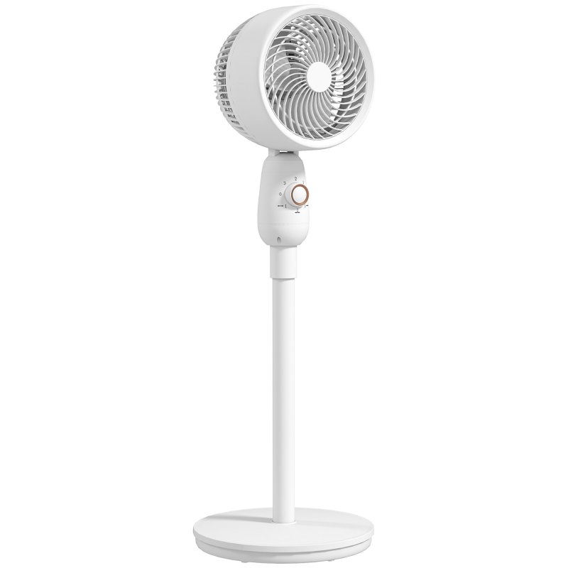 HOMCOM Pedestal Fan, Powerful Air Circulator, 12 Inch Floor Standing Fan with 3 Speed Settings, Oscillating Function for Bedroom, Home and Office, White