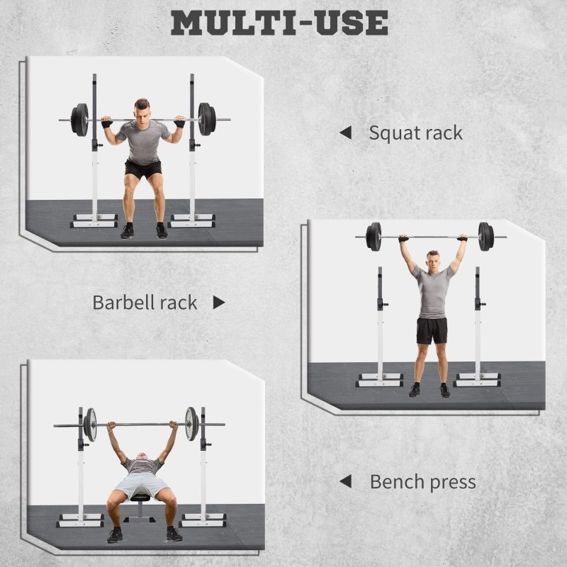 HOMCOM Heavy Duty Weight Stand Barbell Squat Stand Barbell Rack Spotter Gym Fitness Power Rack Holder - Black