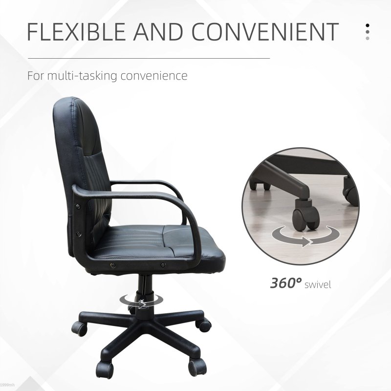 HOMCOM Swivel Executive Office Chair, PU Leather Computer Desk Chair with Adjustable Height, Wheels